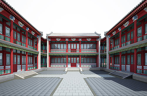 白塔北京四合院设计古建筑鸟瞰图展示