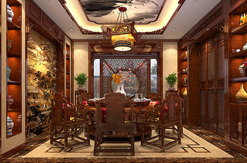 白塔温馨雅致的古典中式家庭装修设计效果图
