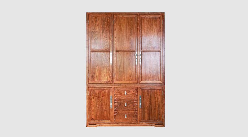 白塔中式实木三门衣柜家具效果图