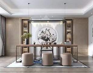 白塔新中式风格茶室如何规划设计